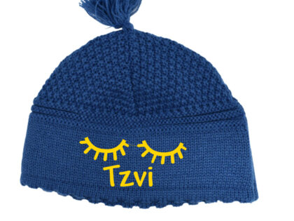 Denim Sleep Yarmulke with winky eyes