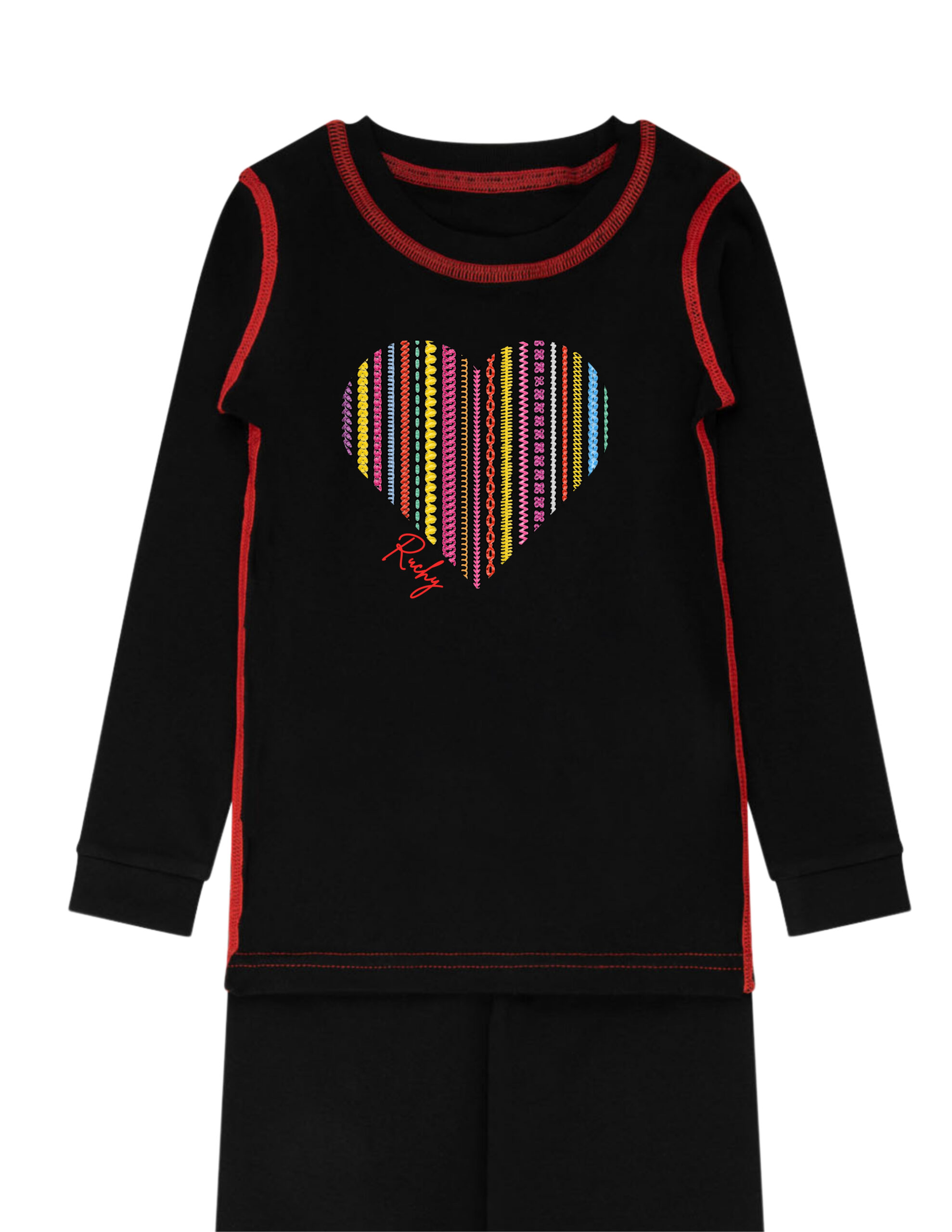 Stitch Stripe Heart Red Pajama