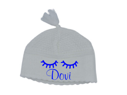 White Sleep Yarmulke with winky eyes