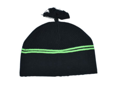 Black Sleep Yarmulke with Green Line Plain